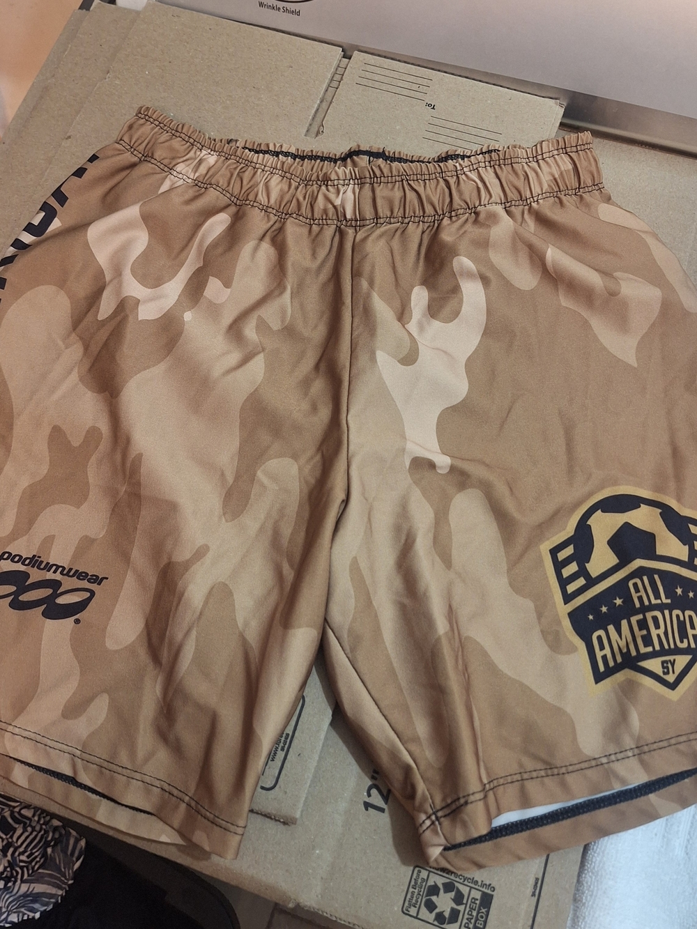 Tan Camo Kids' Athletic Shorts - Elastic Waist